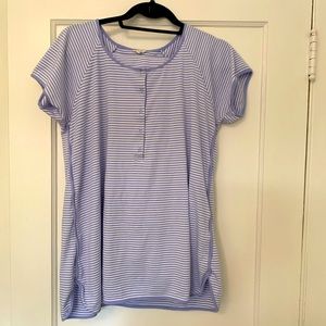 Lake Maternity Pajamas Sz L blue and white stripe